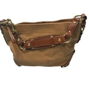 Coach Carly Hobo Bag Tan Brown‎ Leather Brass Hardware 10615